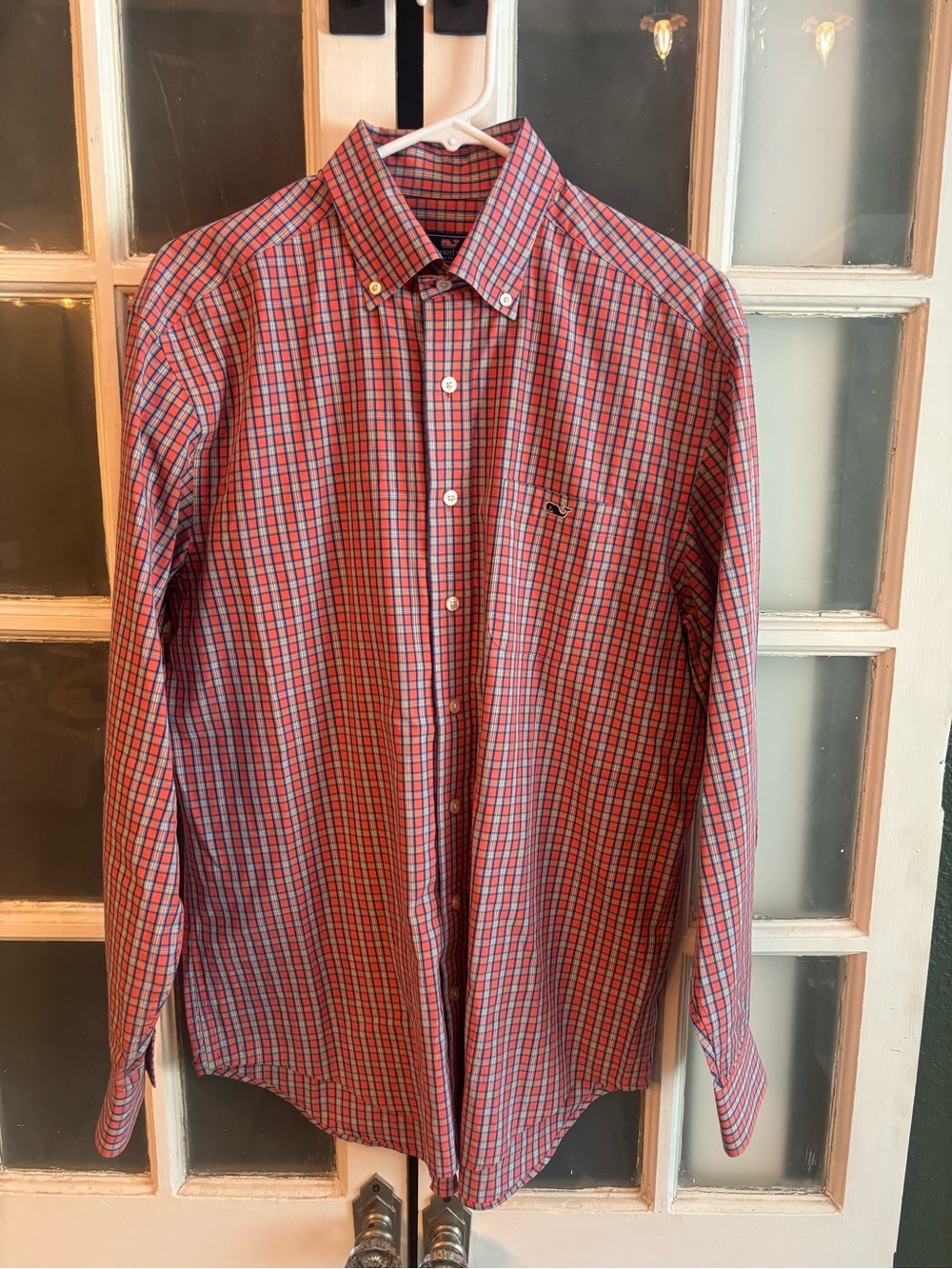 Vineyard Vines Red and Blue Plaid Button-Down Dress Shirt